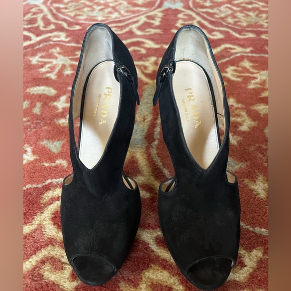 Prada peep toe suede sandal shoe - Picture 5 of 12